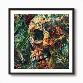 Skull In The Jungle 1 Art Print