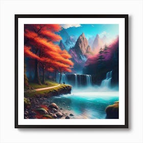 Waterfall In The Forest 32 Art Print