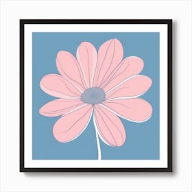 A White And Pink Flower In Minimalist Style Square Composition 355 Art Print