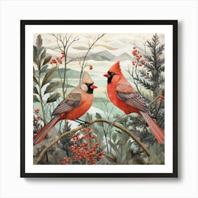 Bird In Nature Northern Cardinal 4 Art Print