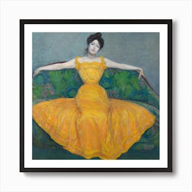 Lady in Yellow by Max Kurzweil (1899) | female figure | figurative art print | vintage art print | yellow dress | expressionism | art nouveau | Austrian artist | FParrish Art Prints Art Print