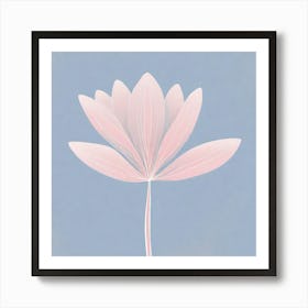 A White And Pink Flower In Minimalist Style Square Composition 257 Art Print