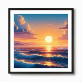 Sunset Over The Ocean 4 Art Print