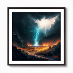 Impressive Lightning Strikes In A Strong Storm 13 Art Print