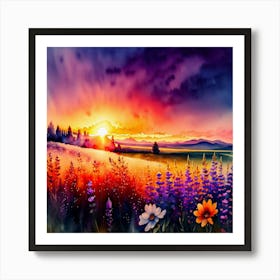 Sunset In The Meadow 1 Poster