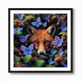 Fox In Blackberry Bushes 2 Art Print