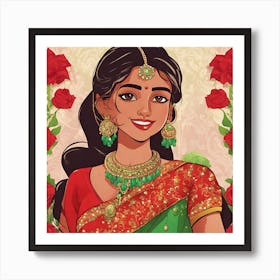 Indian Girl In Sari 6 Art Print