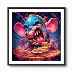 Rat Eats Pizza Art Print