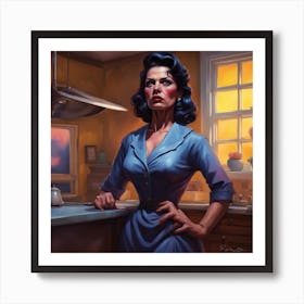 Woman In A Blue Dress Art Print