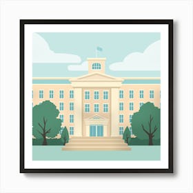 School Building Cartoon Admission Art Print