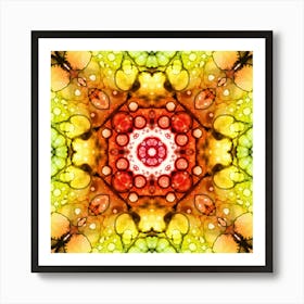 Abstraction Watercolor Yellow Mandala Art Print