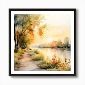 Watercolor Of A River 1 Art Print