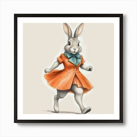 Rabbit In Orange Dress 2 Art Print