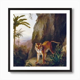 Tiger In Cave Square Art Print