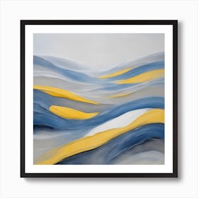 Abstract Blue And Yellow Waves Art Print