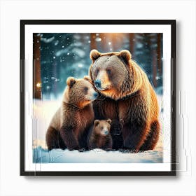 Firefly Heartwarming Winter Scene Of A Bear Family 5447 Art Print