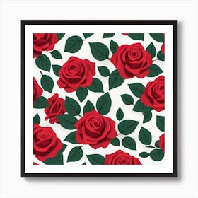 Red Roses Seamless Pattern 2 Art Print