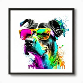 Colourful Dog Sunglasses (41) Art Print
