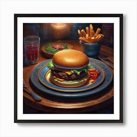 Burger On A Plate 66 Art Print