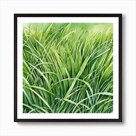 Watercolor Of Green Grass Art Print