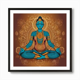 Buddha In Meditation Energy auras Art Print