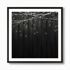 Christmas Lights On A Wooden Background Poster