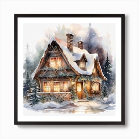 House In The Snow Art Print