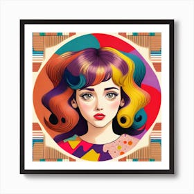 Realistic Multi Color Retro   Pattern Illustration  (43) Art Print