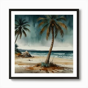 Palm Trees On The Beach Art Print