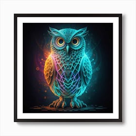 Neon Owl Art Print