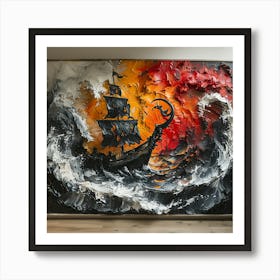 Ship In The Storm Art Print