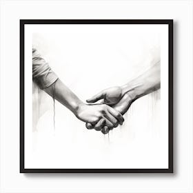 Two People Holding Hands Art Print