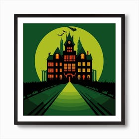 Halloween Haunted House Art Print