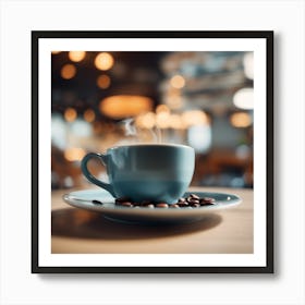 Coffee Cup With Coffee Beans Art Print