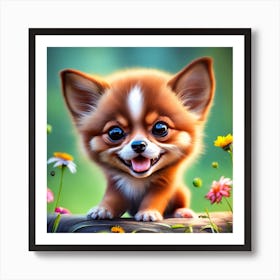 Cute And Happy Baby Pomchi Hyper Realism Persp Art Print