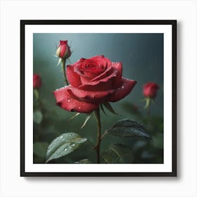 Roses In The Rain Art Print