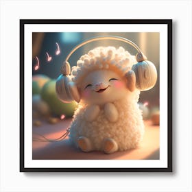 Sheep With Headphones Art Print