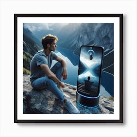 Man Looking At A Phone 1 Art Print