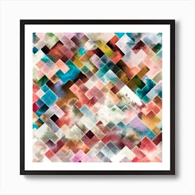 Moody Geometry Multi White Square Art Print