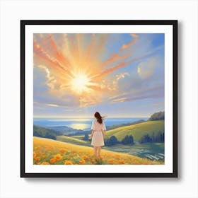 Girl In A Field Art Print