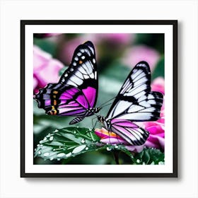 Butterflies On Roses Art Print