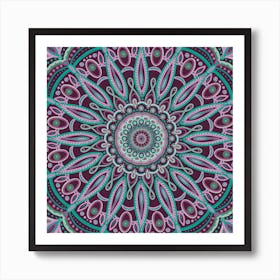 Boho chic Mandala - AQUA - MINT GREEN - PURPLE Art Print