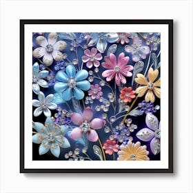 Flowers And Jewels Art Print