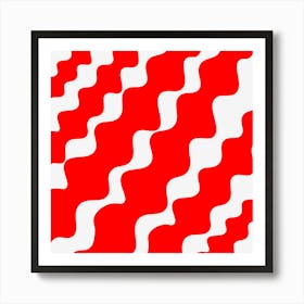 Slanting Red Wavy Pattern Art Print