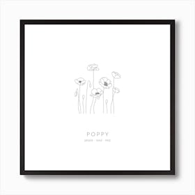 Poppy Birth Flower Square Art Print