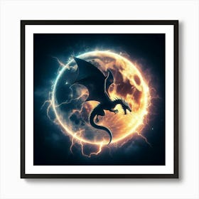 Dragon Moon by dee Art Print