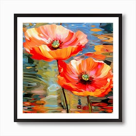 Poppies In Water Art Print