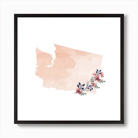 Washington Watercolor Floral State Art Print