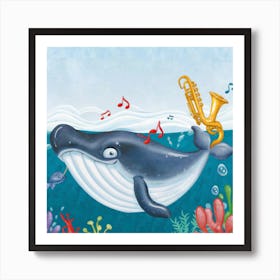 Whimsical Whales Orchestra Jam Print Art Art Print