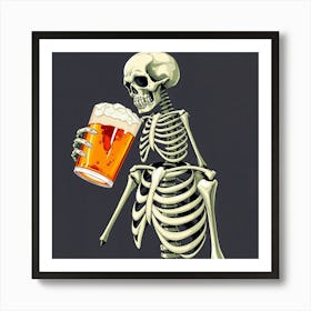 Skeleton Holding A Beer 2 Art Print